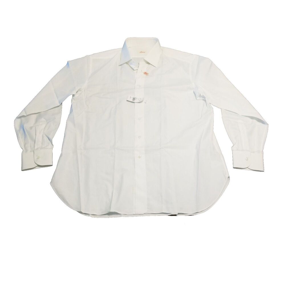 NWT Brioni Dress Shirt Men's Size 43 17 White 100% Cotton Long Sleeve  New w/Tag - Picture 2 of 7